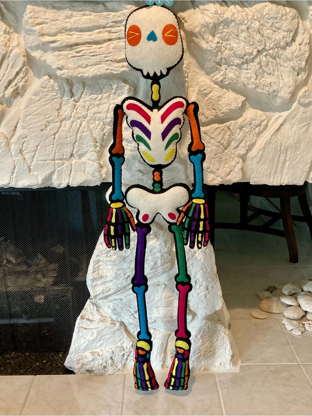 NWT Dia de los Muertos felted rainbow hanging skeleton